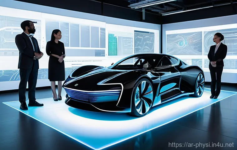 물리학 시뮬레이션 활용 사례 - **Prompt:** A diverse team of five engineers, three men and two women, all professionally dressed in...