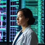 Home 22 물리학 실험을 위한 데이터 시각화 - **Prompt 1: The Eureka Moment of Data Unveiling**
"A brilliant, focused female physicist, dresse...