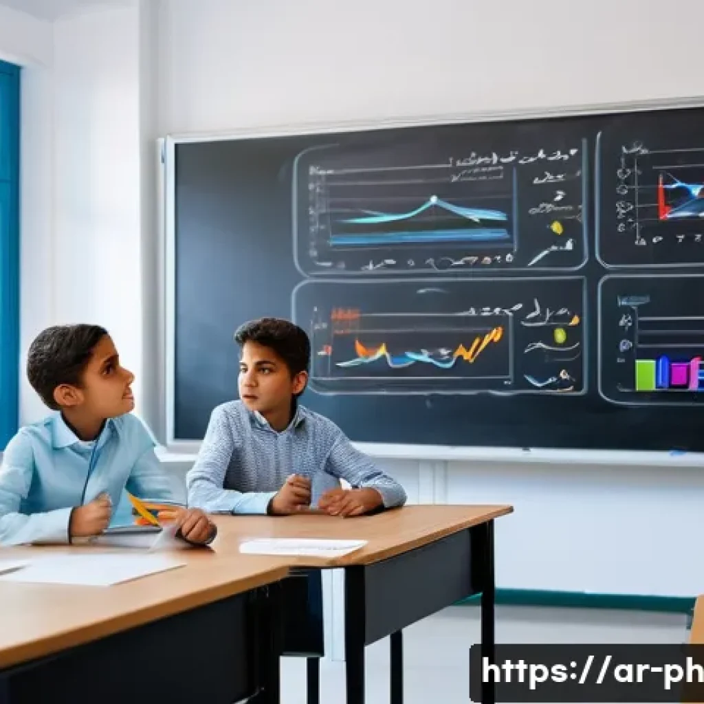 물리학 기초부터 심화 학습법 - A detailed classroom scene in a modern Arab school setting where a diverse group of attentive studen...