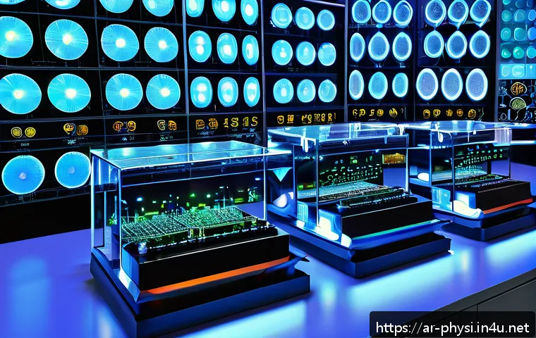 물리학과 전기공학의 교차점 - A high-tech laboratory scene showcasing a variety of smart sensors including Hall effect sensors, op...