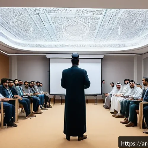 Home 33 물리학 학회 발표 준비 - A modern conference room setting in a Middle Eastern university, featuring an Arab male physics prof...